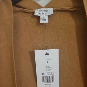 CROWN AND IVY, Brown and has Black strips, Carnigan, Sized Small but fits big.